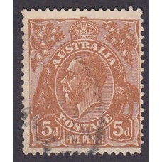 Australian  King George V  5d Brown   Wmk  C of A  Plate Variety 3L17..